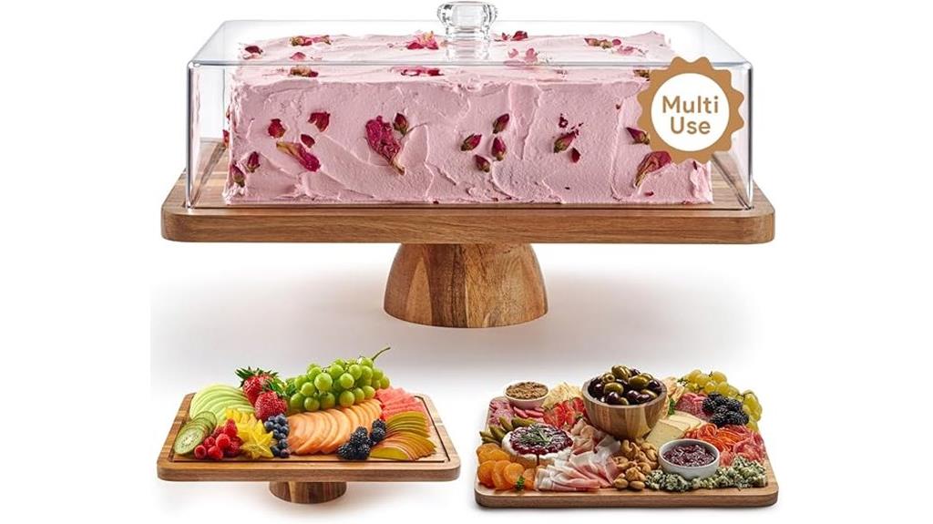 acacia wood cake stand