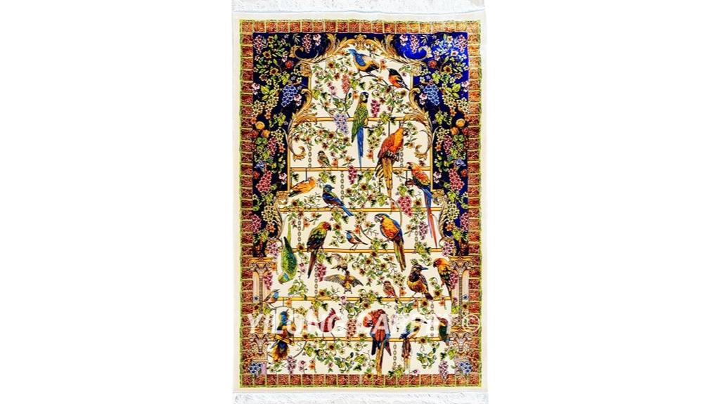 beige silk rug 4x6
