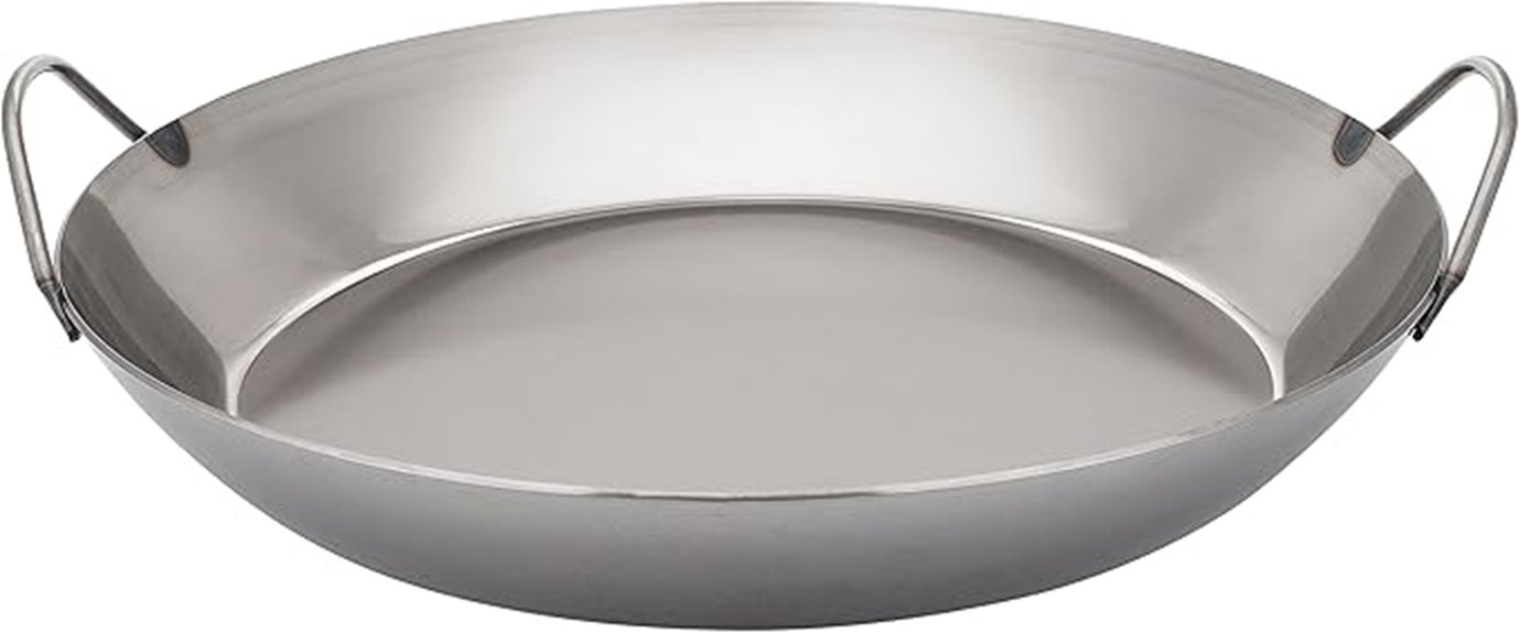 black carbon steel paella pan