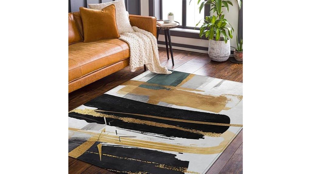 black gold foil rug
