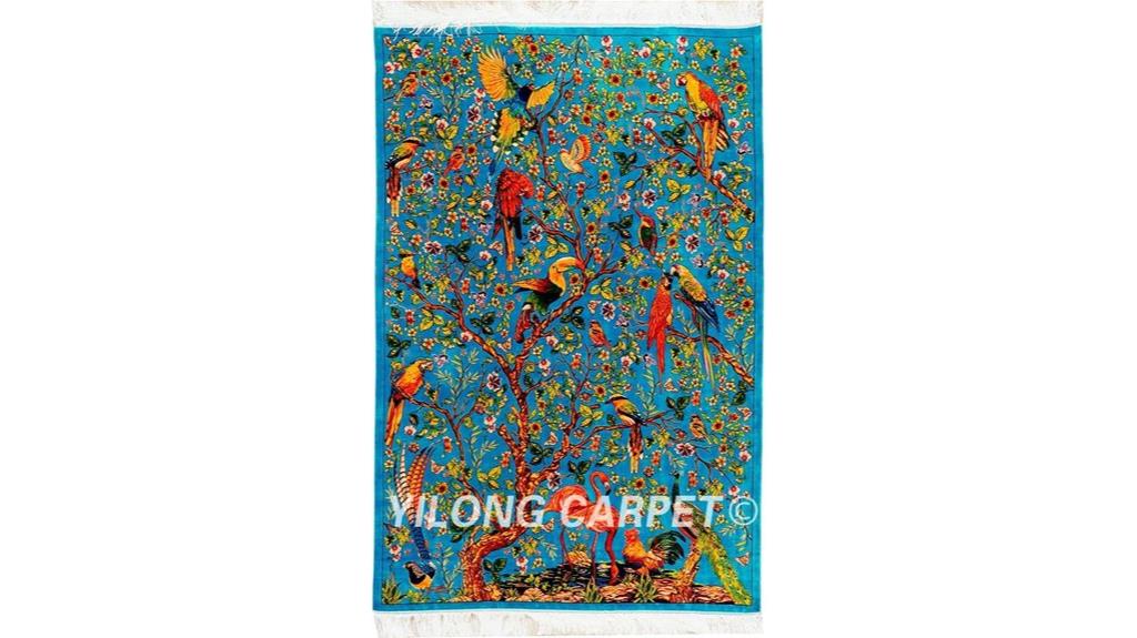 blue fantasy silk rug