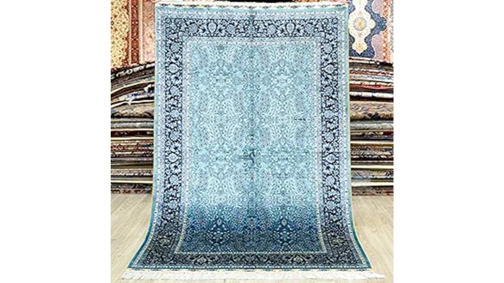 blue hand knotted vintage rug