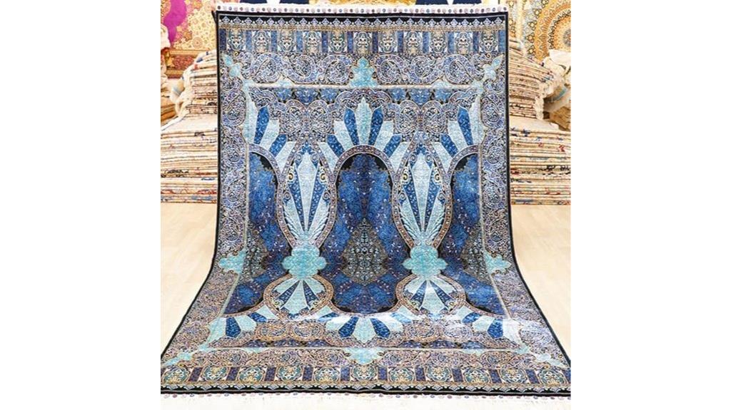 blue handwoven silk rug