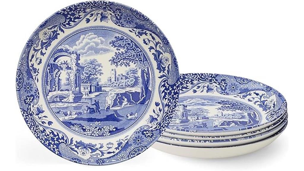 blue italian pasta bowl set