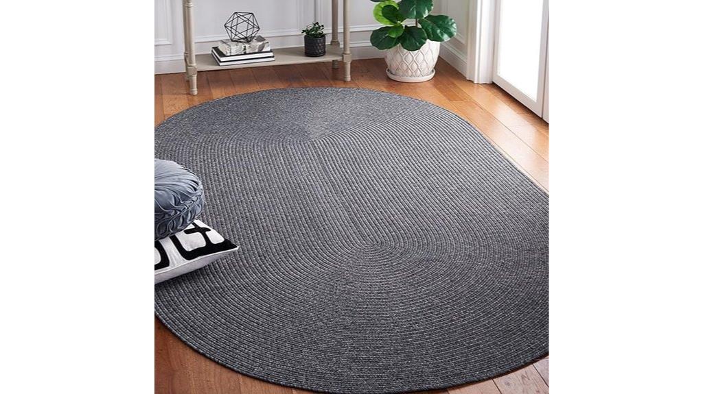 braided black oval rug