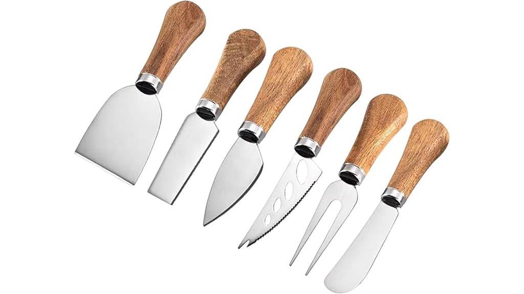 cheese knives with wood