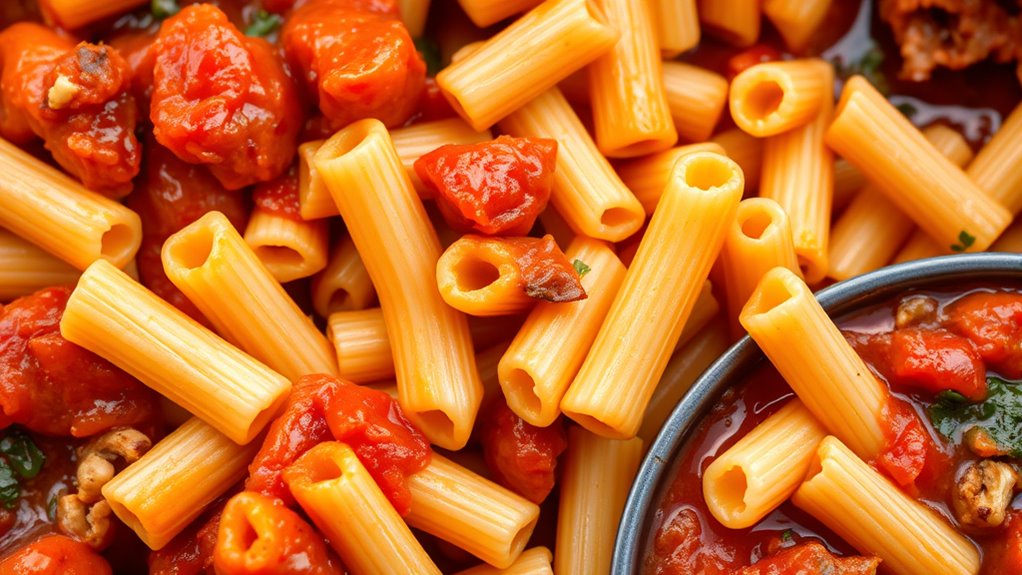chunky sauce pasta shapes
