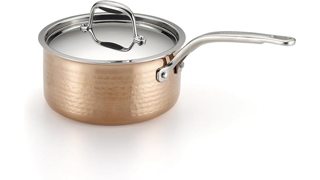 copper 2 quart covered saucepan