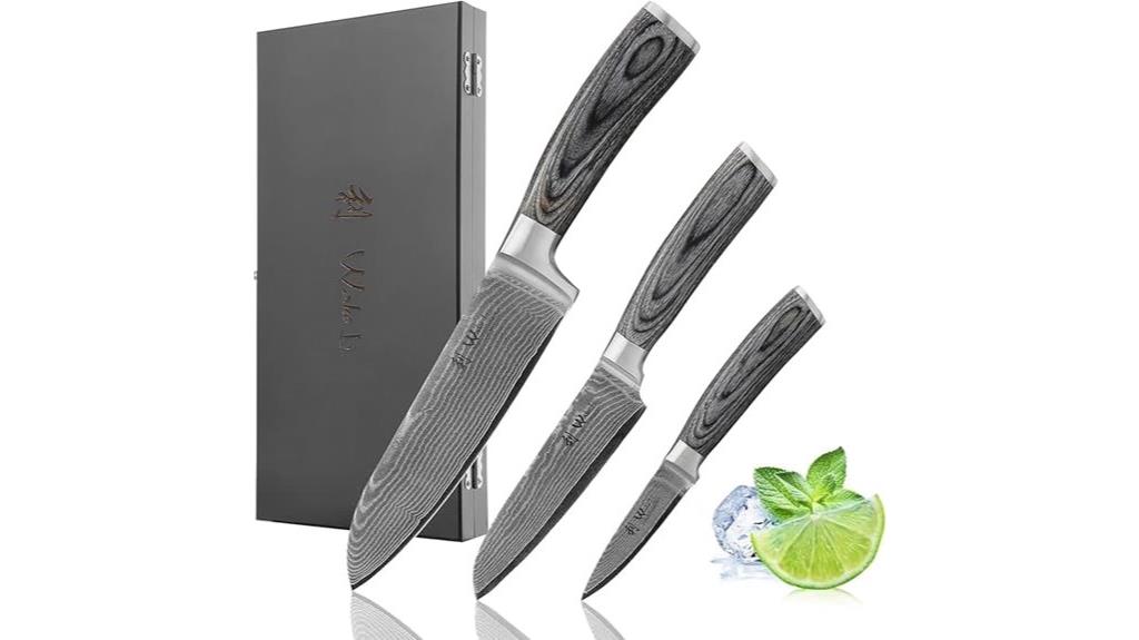 damascus kitchen knife set