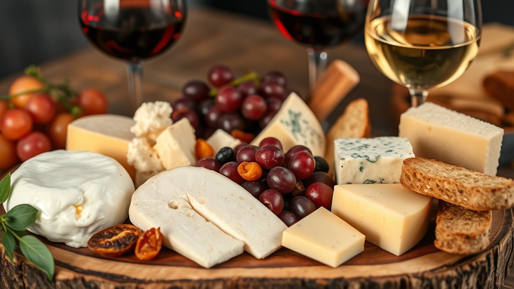 elegant cheese and wine presentation