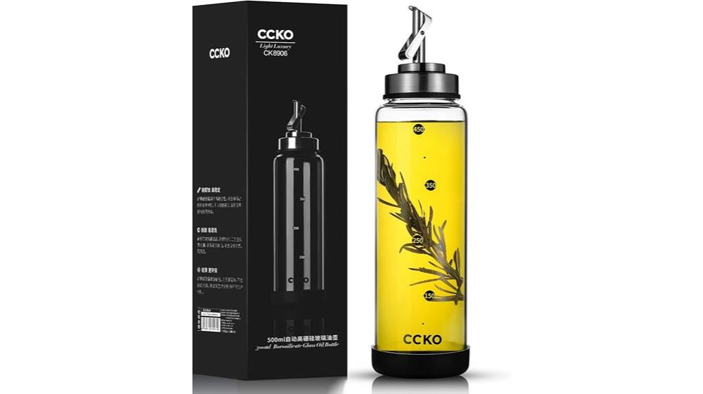 glass oil bottle with spout
