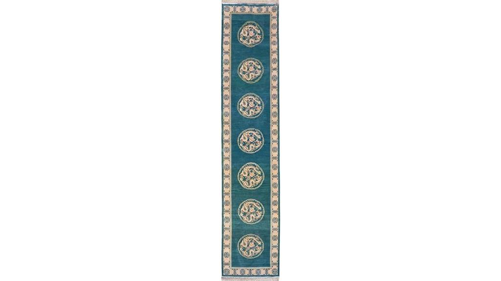 green hand knotted rug