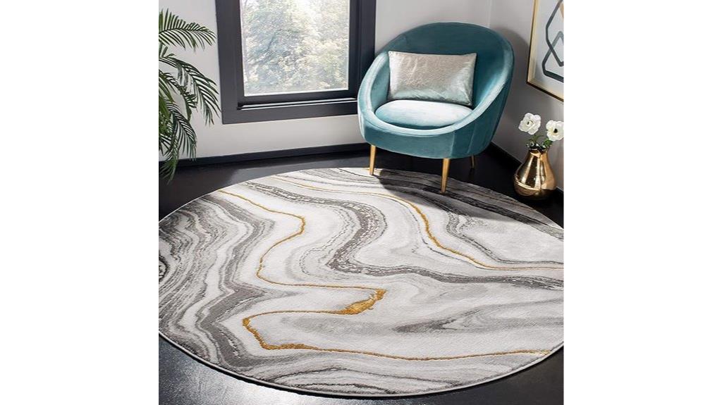 grey and gold rug