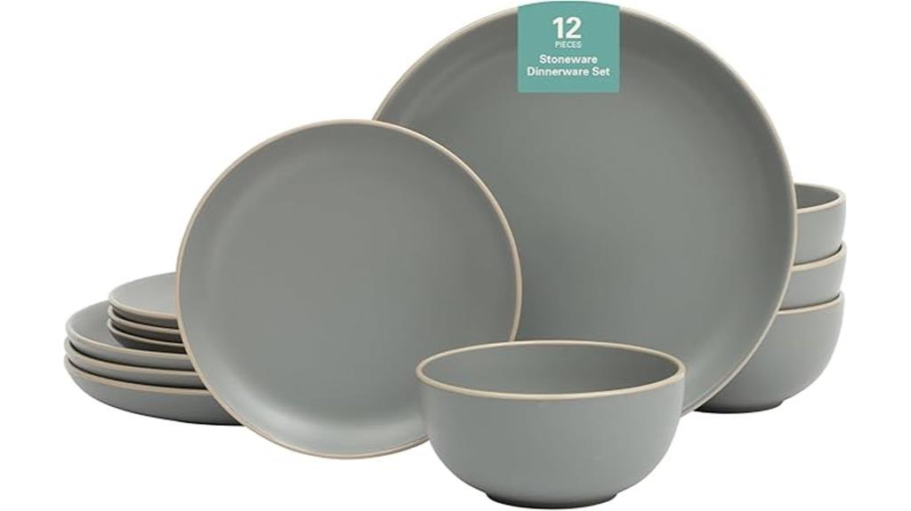 grey matte 12 piece dinnerware