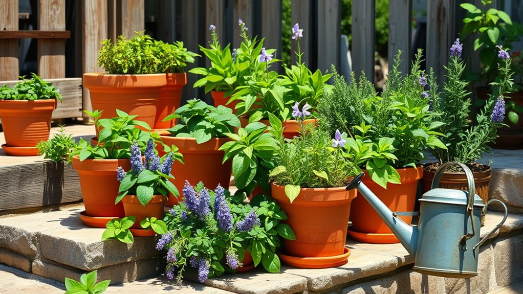healthy herbs thrive together
