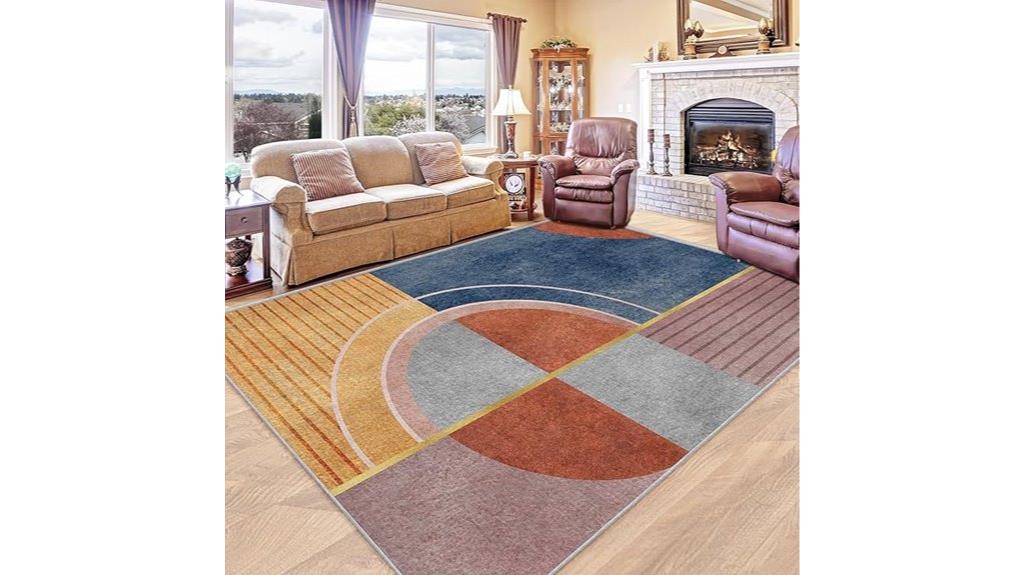 mid century geometric rug