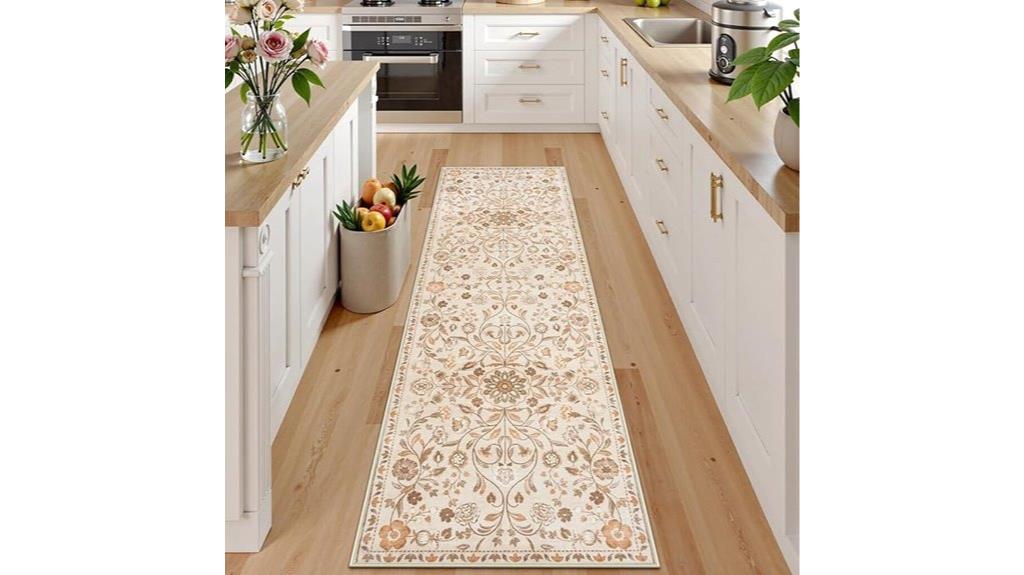 non slip washable floral runner