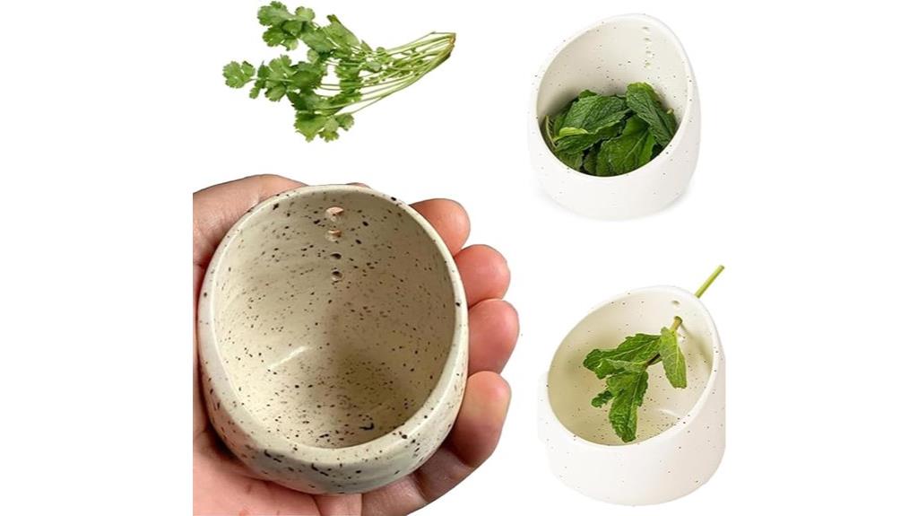 pottery herb stripper bowl