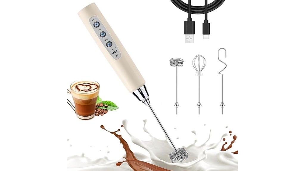 rechargeable milk frother 3 heads