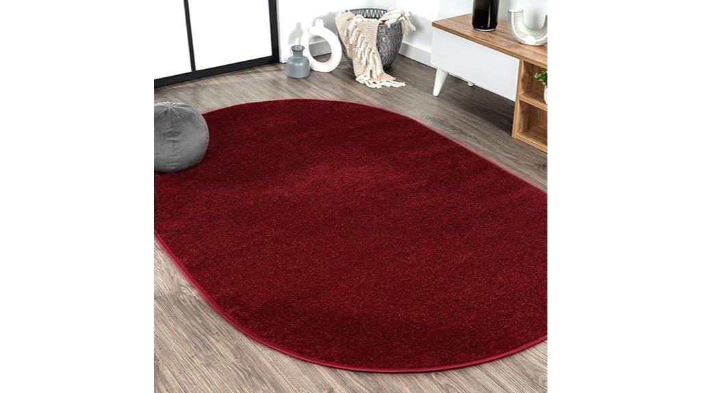 red oval washable rug