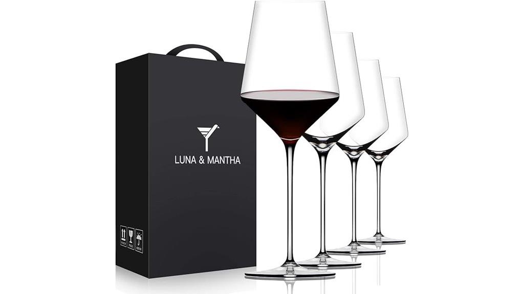 set of four premium crystal wine glasses
