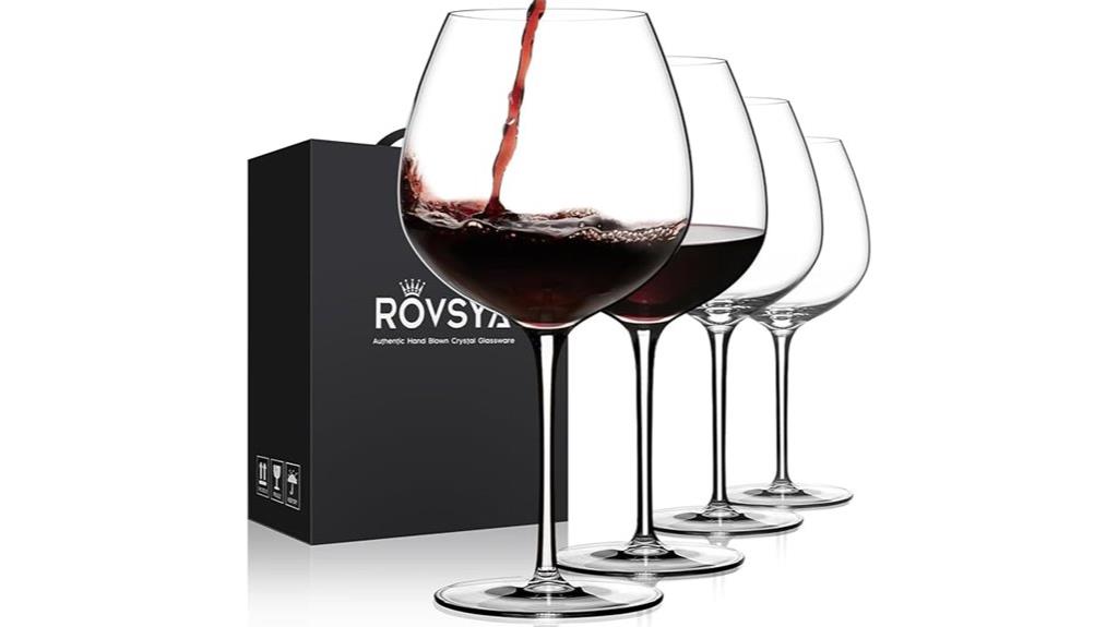set of four red wine glasses