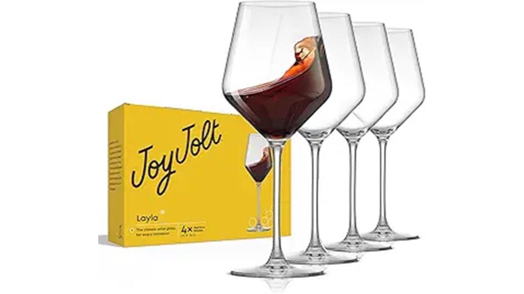 set of four red wine glasses