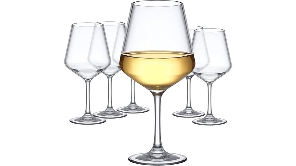 set of six unbreakable wine glasses