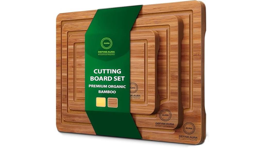 set of three eco friendly bamboo cutting boards