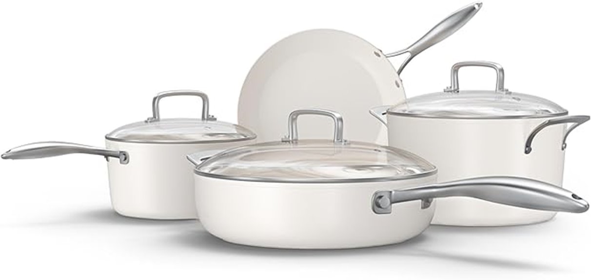seven piece ceramic cookware set