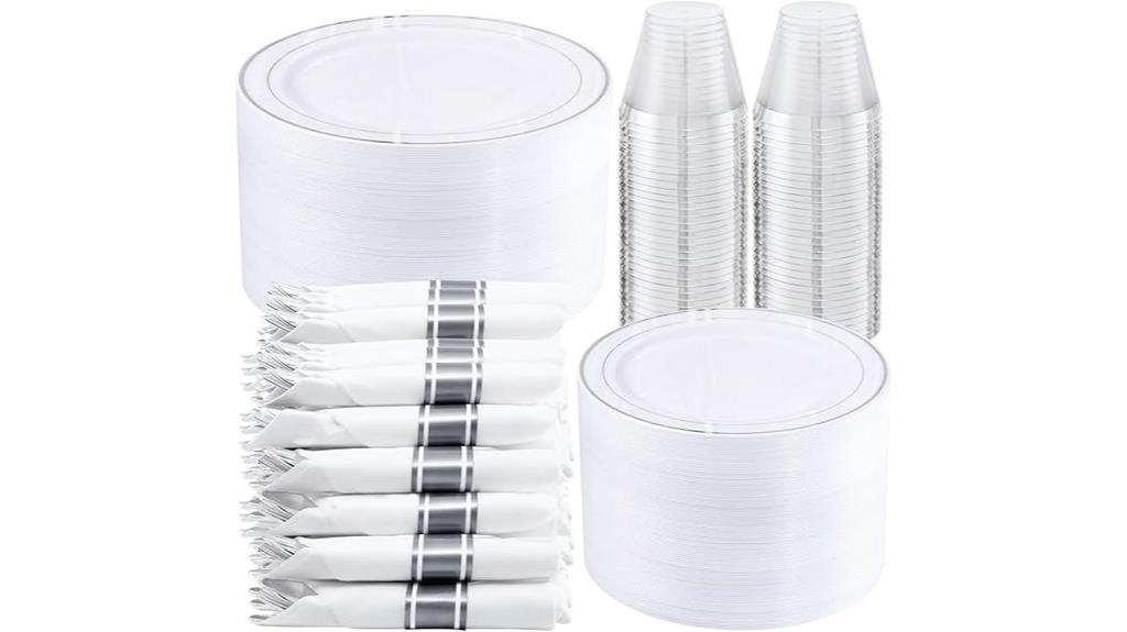 silver disposable dinnerware set