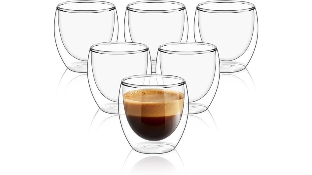 six double walled coffee mugs