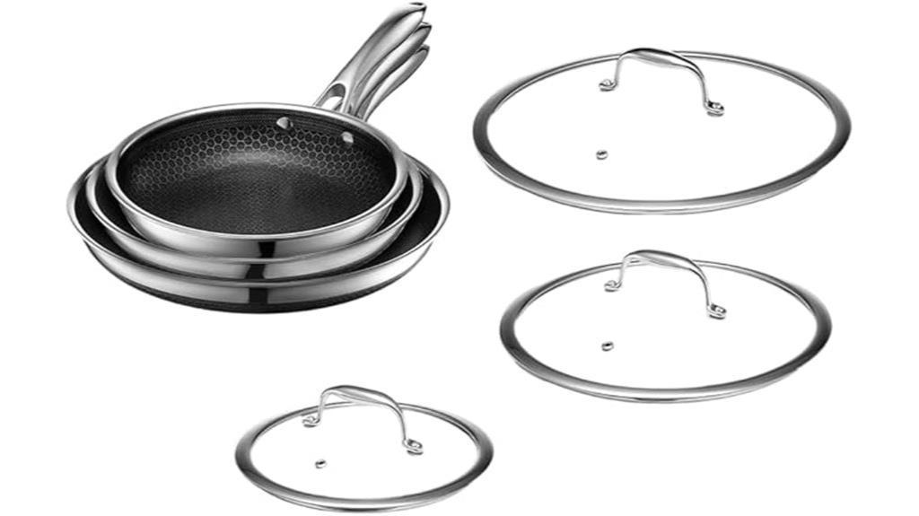 six piece hybrid fry pans