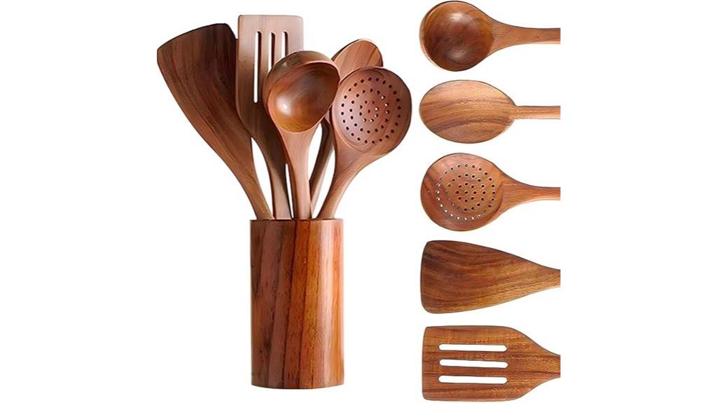 six wooden spoons