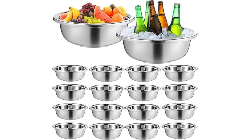 sixteen stainless steel bowls