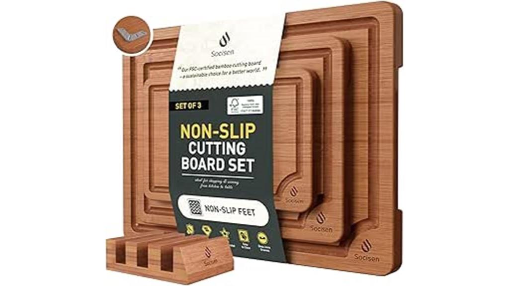 three bamboo cutting boards