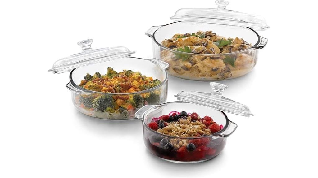 three piece glass bakeware