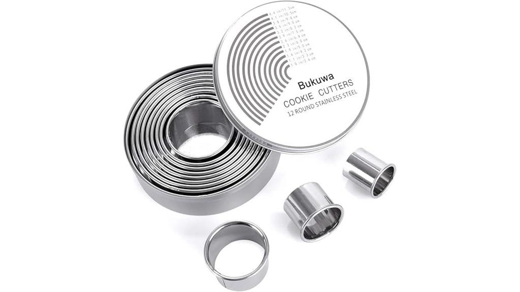 twelve round cookie cutters