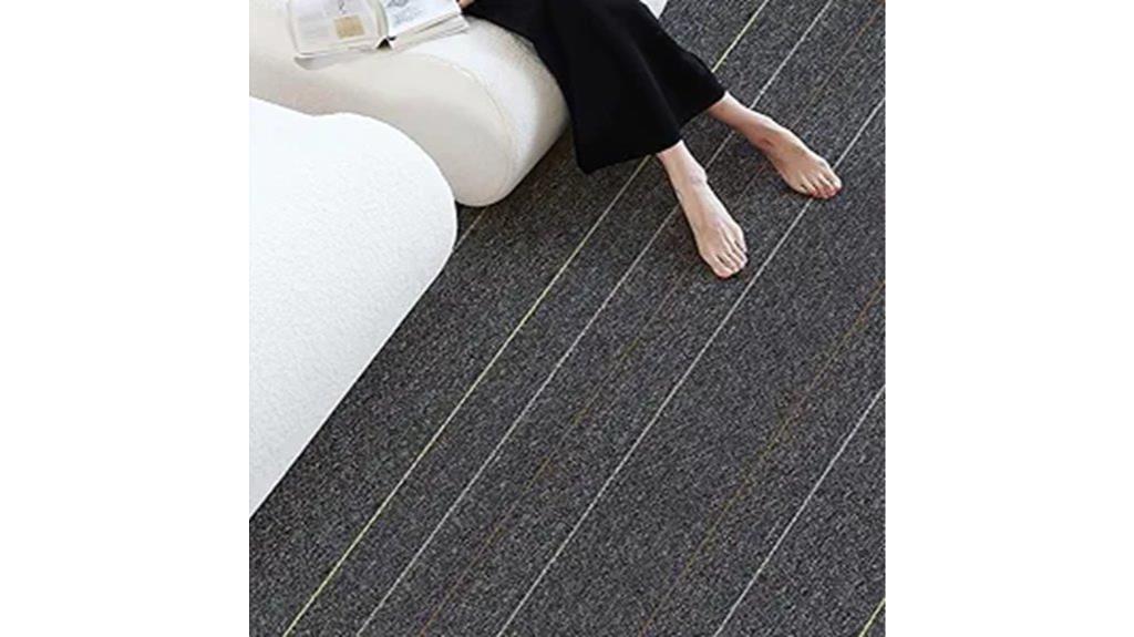twenty carpet tiles covering 107 square feet