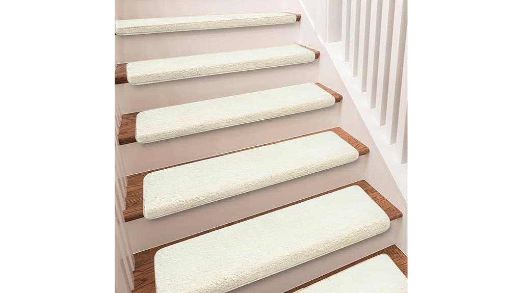 white carpet stair treads