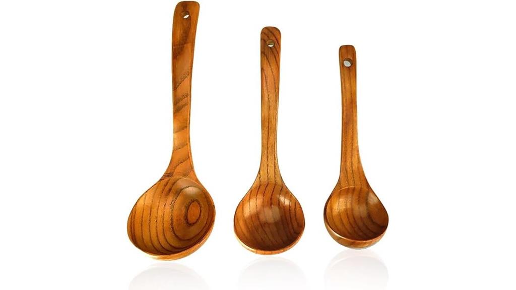 wooden soup ladle set