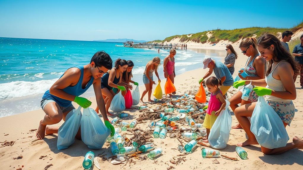 tourists join coastal cleanups