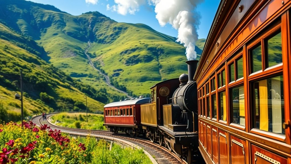 vintage trains traverse scenic landscapes