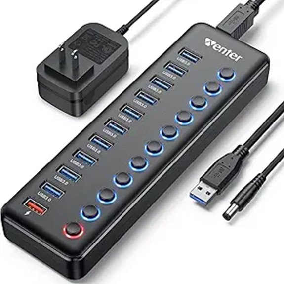 Wenter 11-Port Powered USB Hub with Smart Charging