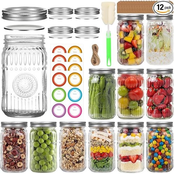 12-Pack 32 oz Wide Mouth Mason Jars with Lids