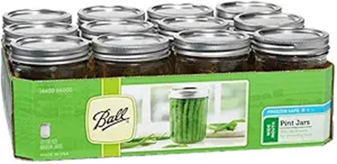 Ball Wide Mouth Pint 16-Ounce Glass Mason Jar with Lids and Bands 12-Count