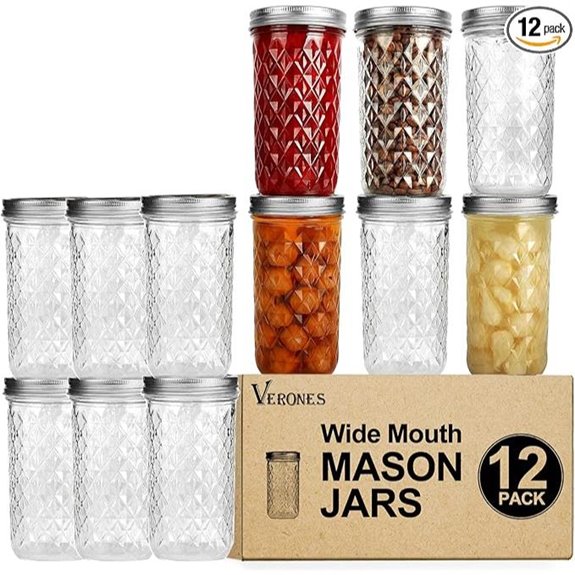 Verones 22oz Wide Mouth Mason Jars 12-Pack