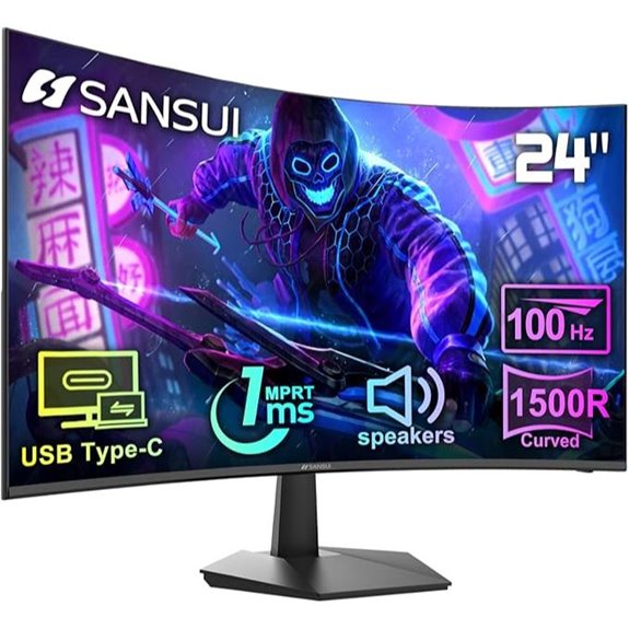 SANSUI 24-inch Curved Monitor with USB-C and Speakers
