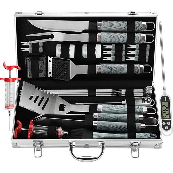 Grilljoy 24PCS BBQ Grill Tools Set in Aluminum Case