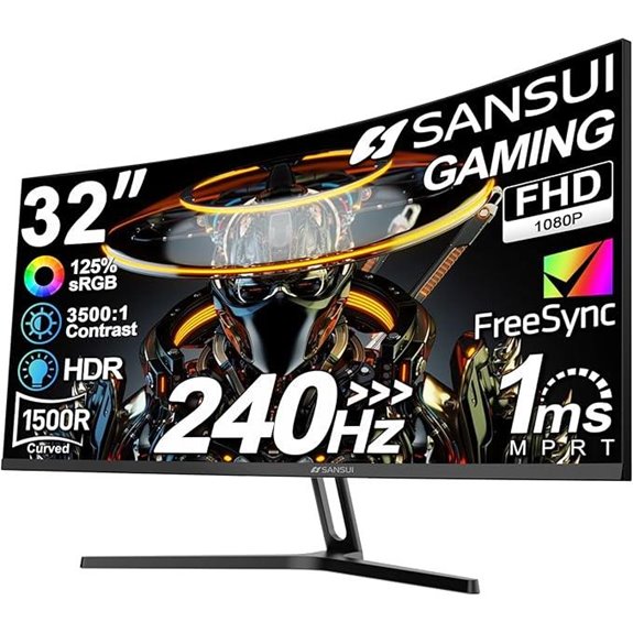 SANSUI 32 Curved Gaming Monitor 240Hz HDR